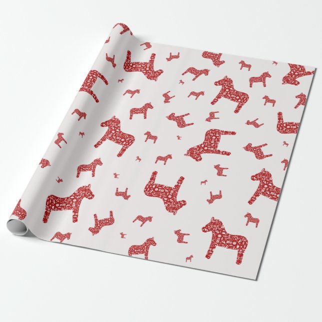 Papel de envolver de caballos Red Dala (Desenrollado)