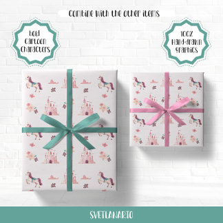 Papel de envolver de castillos y unicornio de ensu