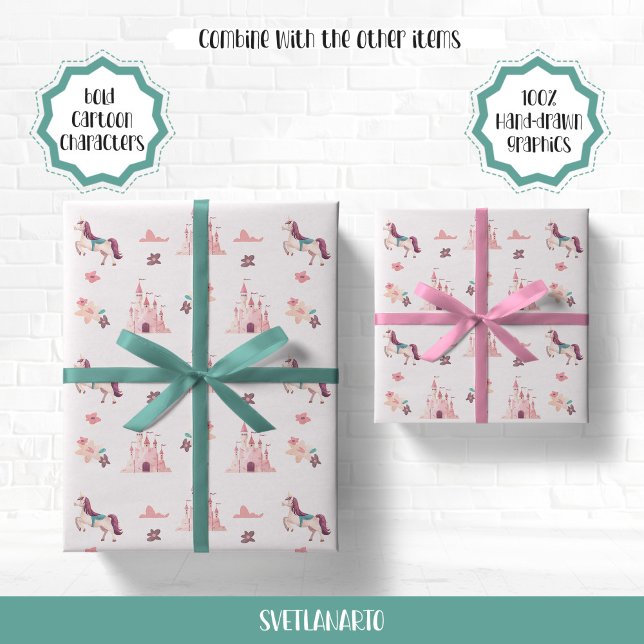 Papel de envolver de castillos y unicornio de ensu (Subido por el creador)