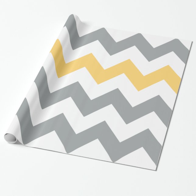 Papel de envolver de chevron gris y amarillo (Desenrollado)
