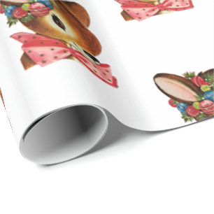 Papel de envolver de ciervos para Navidades retro 