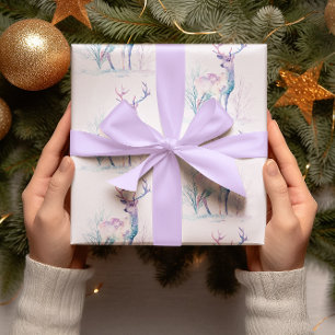 Papel de envolver de ciervos para Navidades rosas 