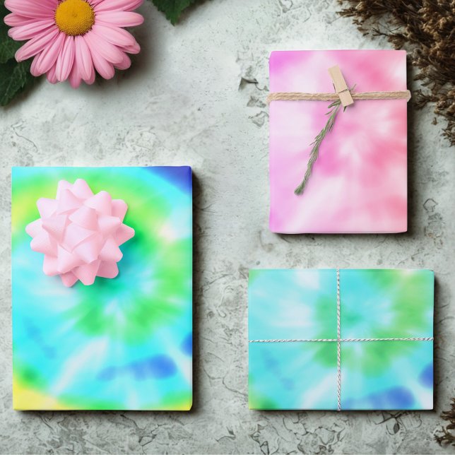 Papel de envolver de colorido arcoíris con efecto  (Groovy tie dye wrapping paper sheets just for you)