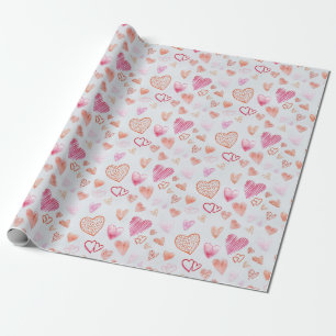 Papel de envolver de corazón de amor rosado mini