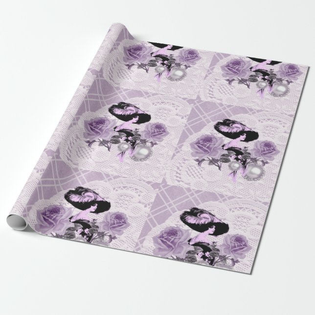 Papel de envolver de encaje vintage Lady Lavender (Desenrollado)