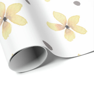 Papel de envolver de flores amarillas y regalo de 
