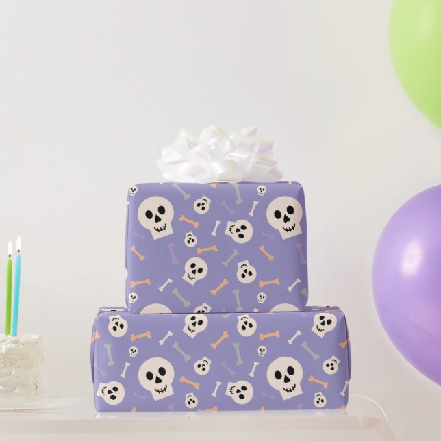Papel de envolver de Halloween con calavera y hues (Regalos de fiesta)
