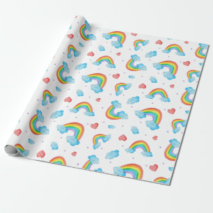 Papel de envolver de Hearts and Rainbows de menor