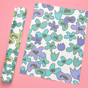 Papel de envolver de hojas planas con flores peque
