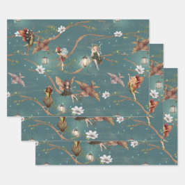 Papel de envolver de hojas planas conjunto de 3