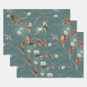 Papel de envolver de hojas planas conjunto de 3