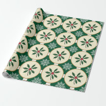 Papel de envolver de hueso festivo y copo de nieve