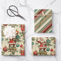Papel de envolver de Kitschy Santa y Ornaments