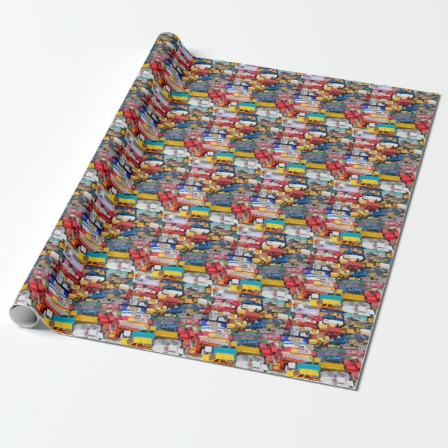 Papel de envolver de los coches de juguete (Desenrollado)