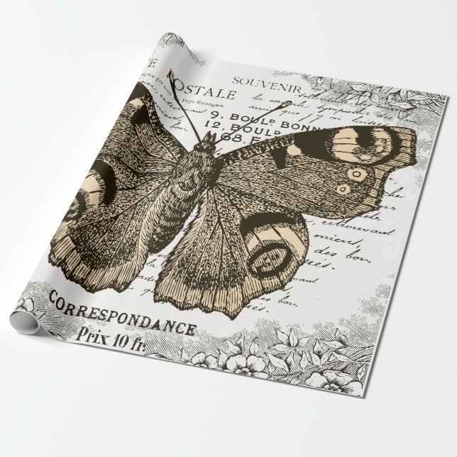 Papel de envolver de mariposas antiguas (Desenrollado)