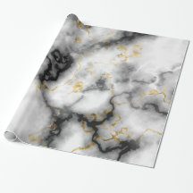 Papel de envolver de oro blanco y negro de mármol 