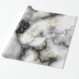 Papel de envolver de oro blanco y negro de mármol