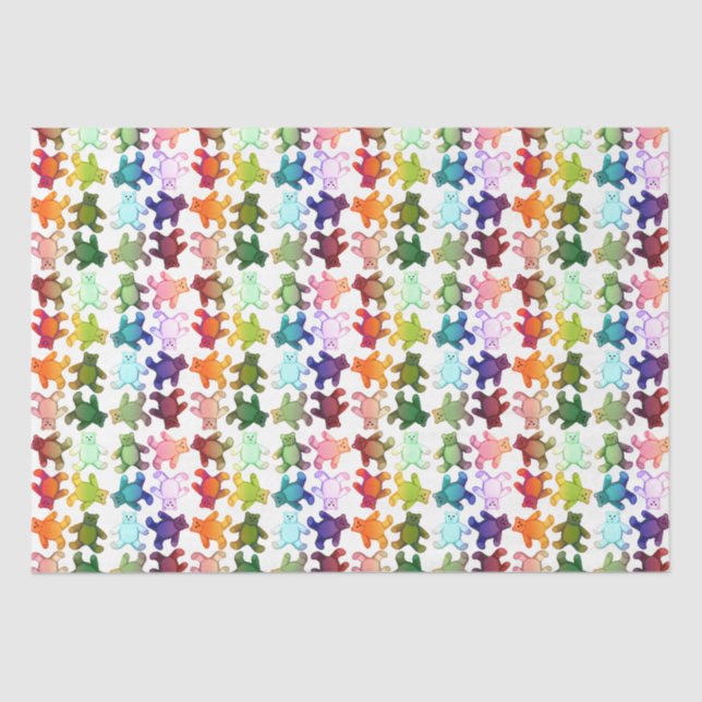 Papel de envolver de osos de peluche coloridos (Anverso)