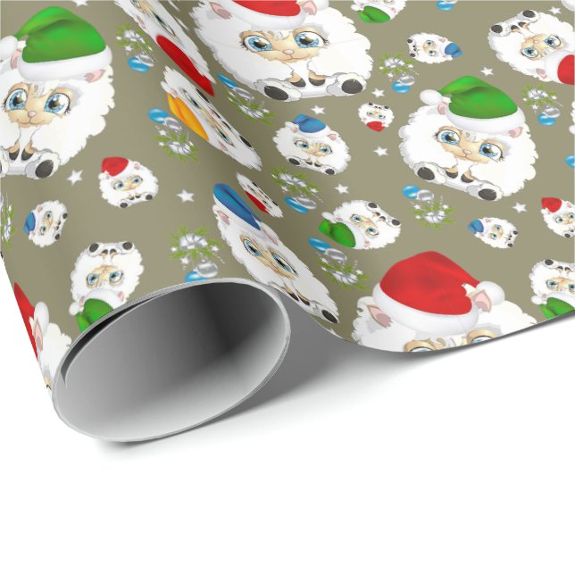Papel de envolver de ovejas Chubby Cute Navidades (Esquina del rollo)