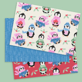 Papel de envolver de pinguinas y rayas