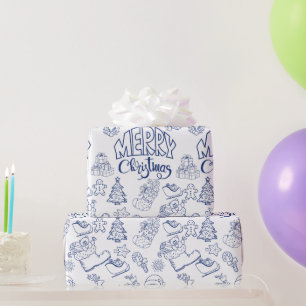 Papel de envolver de regalo Blue Merry Christmas