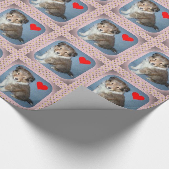 Papel de envolver de regalo de cachorro de chapa (Esquina)