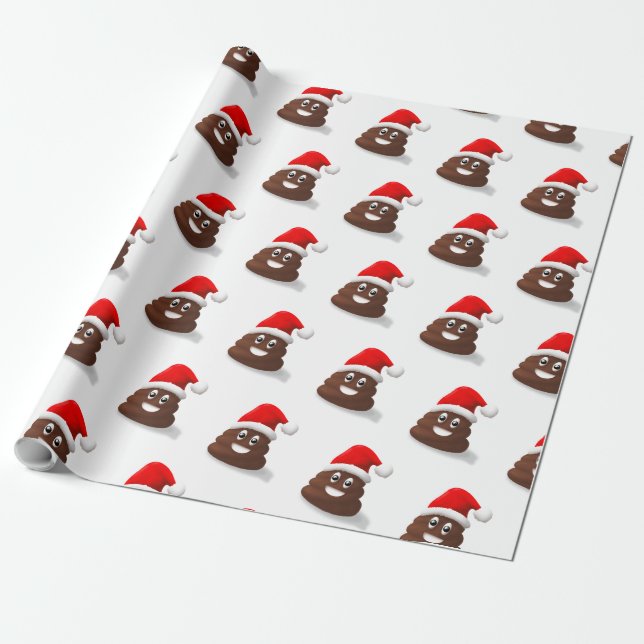 Papel de envolver de regalo de Emoji Santa Poo (Desenrollado)