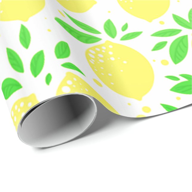 Papel de envolver de regalo de limón amarillo (Esquina del rollo)