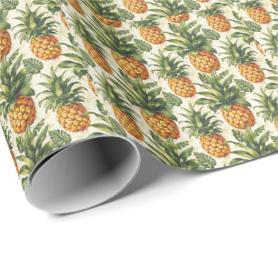 Papel de envolver de regalo de piña tropical