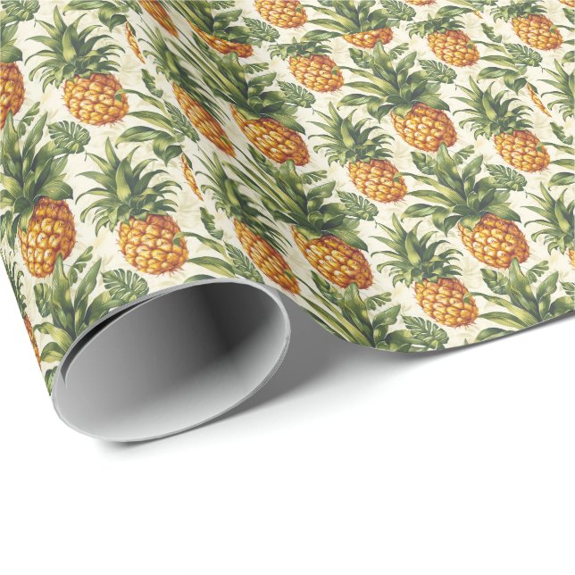 Papel de envolver de regalo de piña tropical (Esquina del rollo)