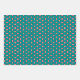 Papel de envolver de regalo de polka de coral verd