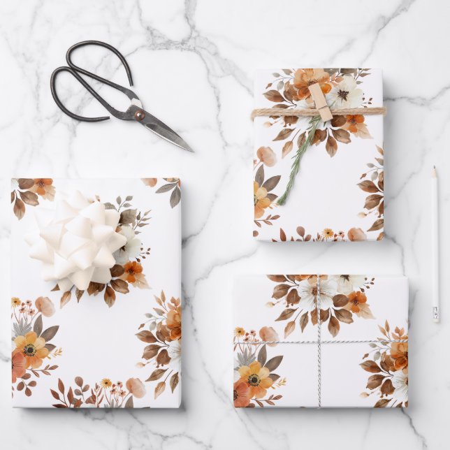Papel de envolver de regalo floral acuático de oto (Anverso)