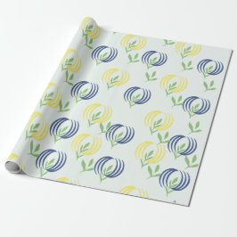 Papel de envolver de regalo floral azul y amarillo
