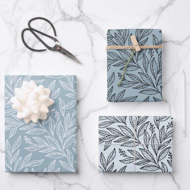 Papel de envolver de regalo Minimalista floral (Anverso)