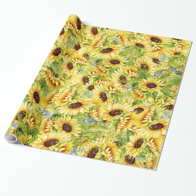 Papel de envolver de regalo para girasoles (Desenrollado)
