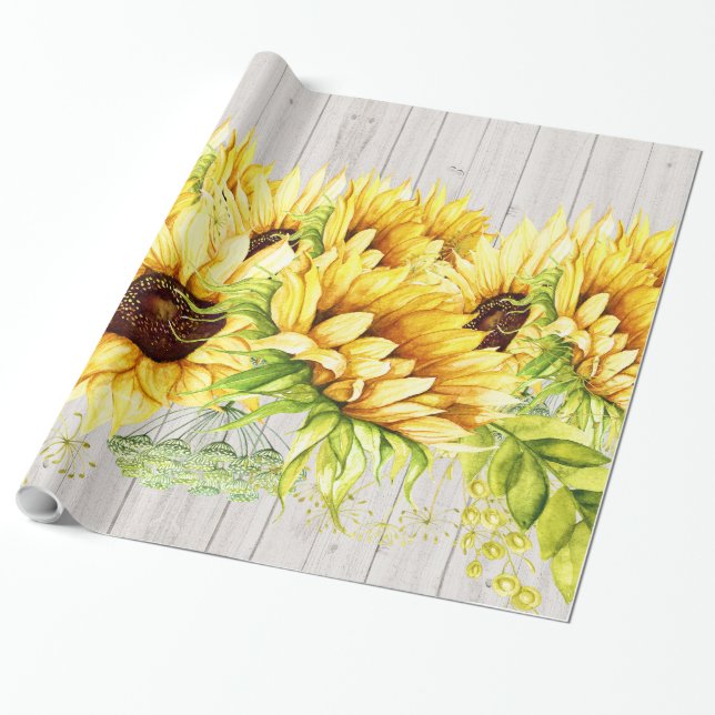 Papel de envolver de regalo para girasoles (Desenrollado)