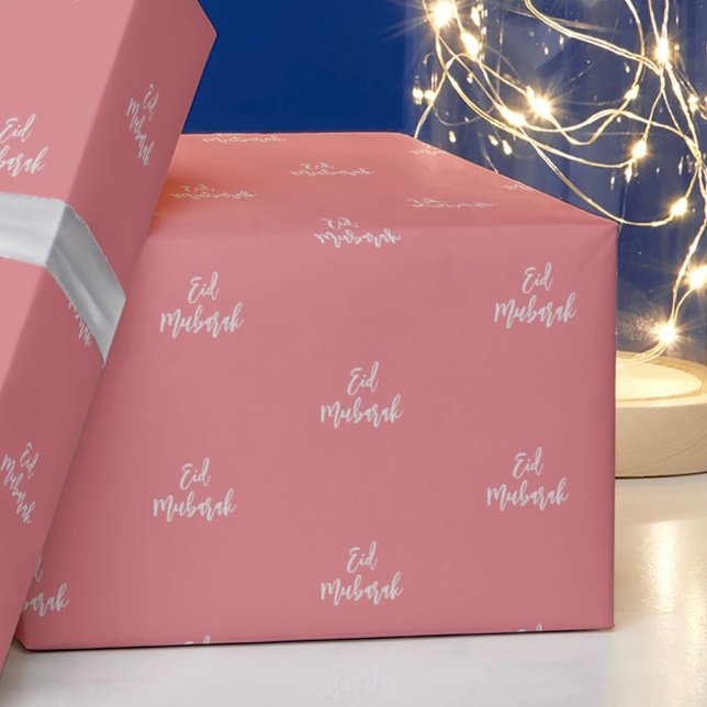 Papel de envolver de regalo rosa y plateado de Eid (Subido por el creador)