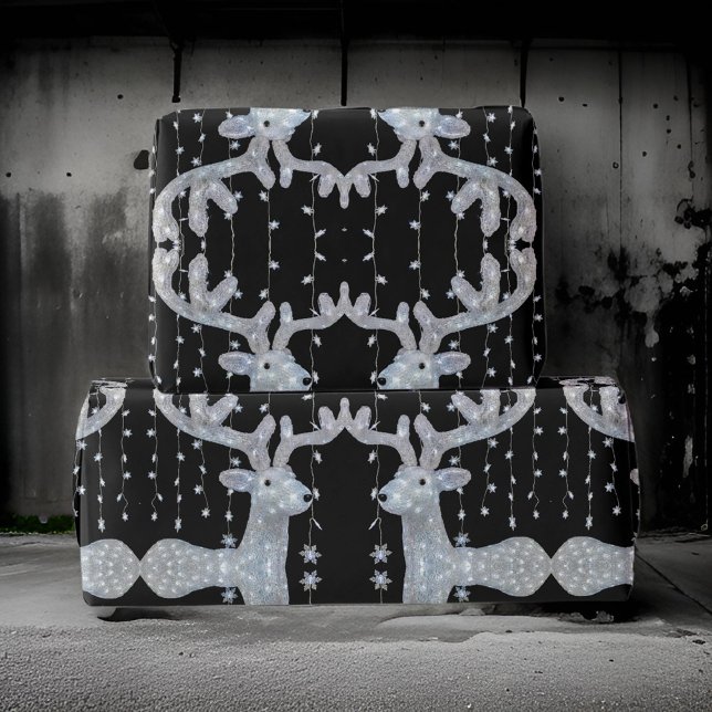 Papel de envolver de renos de Navidades negros pla (Subido por el creador)
