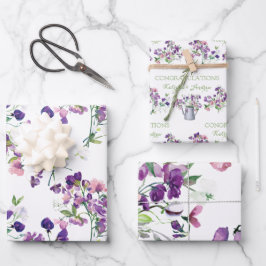 Papel de envolver de Sweet Pea de felicitación