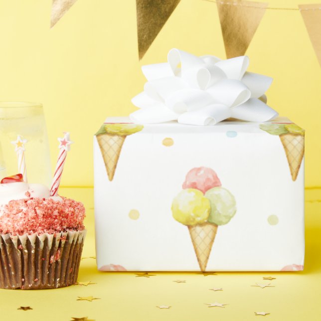 Papel de envolver de triple Scoop Ice Cream Cone (Fiesta de cumpleaños )