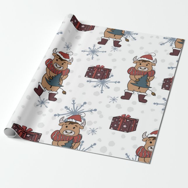 Papel de envolver de vacas para navidades (Desenrollado)