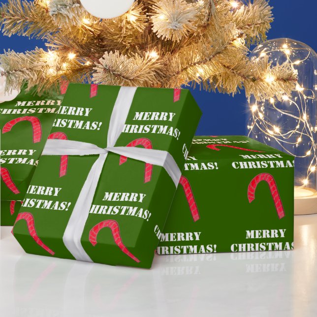 Papel de envolver de vara roja de navidad (Vacaciones)