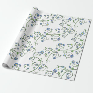 Papel de envolver de vides florales azules