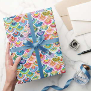 Papel de envolver de vieiras de color arcoiris esc