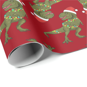 Papel de envolver de Xmas Navidades Dino T-Rex San