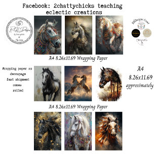 Papel de envolver Decoupage 9 A4 Caballos