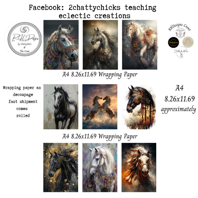 Papel de envolver Decoupage 9 A4 Caballos (Subido por el creador)