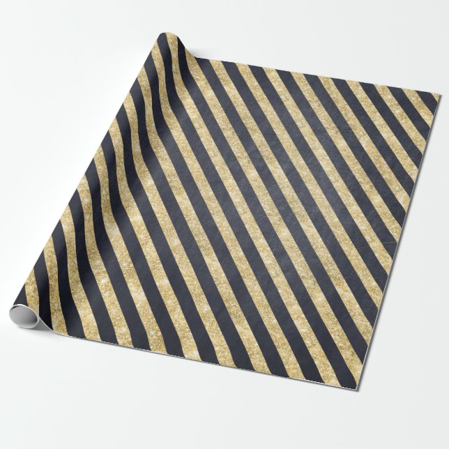Papel de envolver elegante negro y oro (Desenrollado)