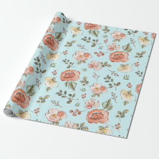 Papel de envolver floral azul