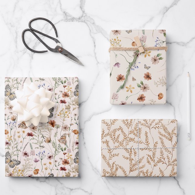 Papel de envolver floral boho (Boho Floral Wrapping Paper by Painted Paperie
)